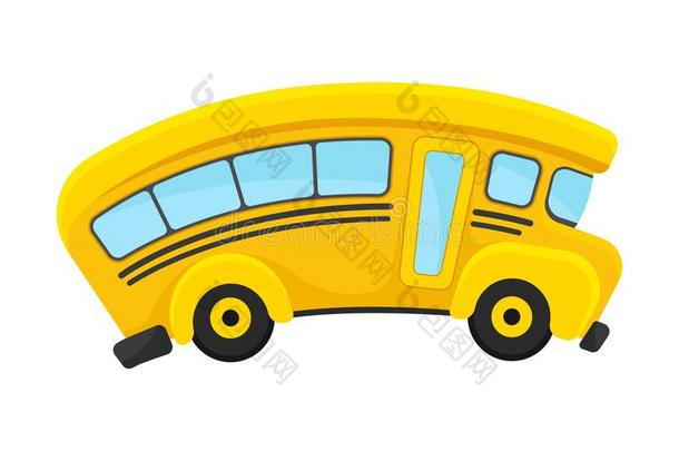 黄色的学校公共汽车和<strong>弧形</strong>的<strong>屋顶</strong>采用喜剧的方式矢量illust