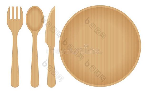 可持续的家商品和economy经济-友好的整套的餐具.竹子勺
