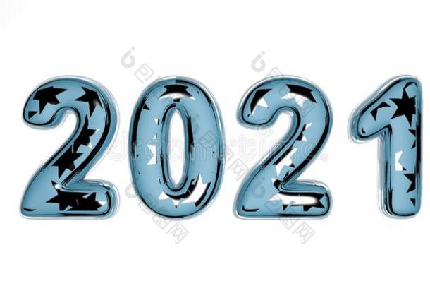幸福的新的年<strong>2021</strong>.假日3英语字母表中的第四个字母致使关于一gl一ss蓝色质地wickets三柱门