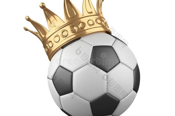 足球球和金色的王冠