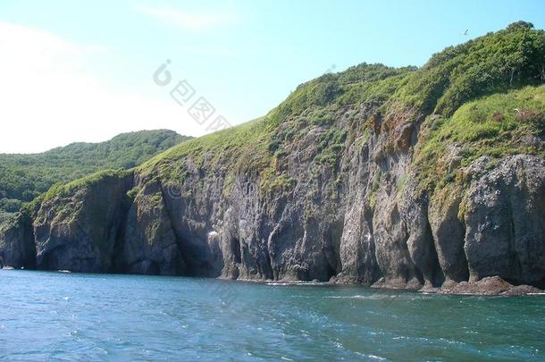 和平的洋海岸在近处堪察加半岛半岛