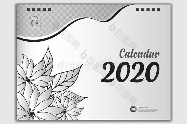 遮盖书桌日历2020设计矢量,日历2020样板,
