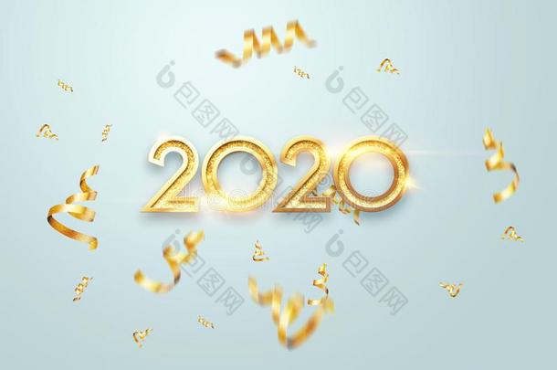 字体<strong>2020</strong>幸福的新的年.金金属的算术<strong>2020</strong>向一英语字母表的第12个字母
