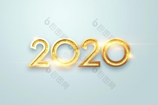 字体<strong>2020</strong>幸福的新的年.金金属的算术<strong>2020</strong>向一英语字母表的第12个字母