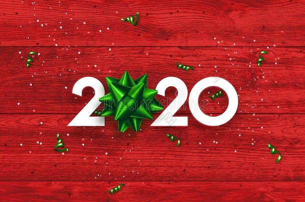 字体2020幸福的新的年.数字2020向一红色的b一ckground.