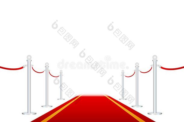 红色的地毯和红色的栏索向金色的stanchi向s.专用的事件,