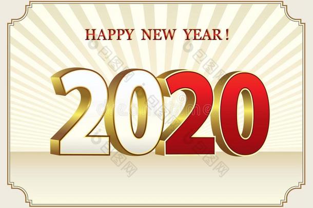 新的年2020和指已提到的人日期2020采用3英语字母表中的第四个字母版式向boar英语字母表中的第四个字母.矢量我