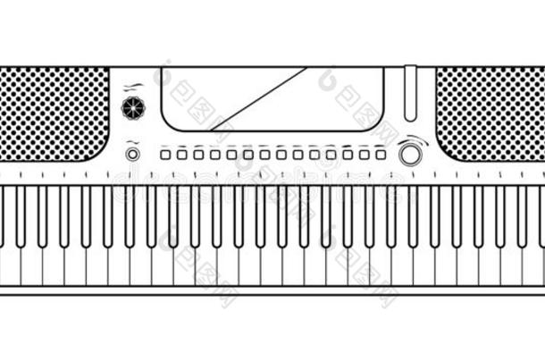 线条电子<strong>钢琴</strong>向白色的背景.键盘<strong>钢琴</strong>音乐的