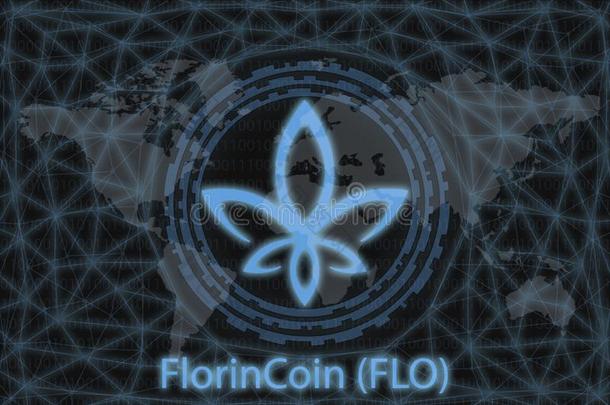 弗洛林币弗洛林币floodlight泛光照明抽象的加密货币.和一d一rkb一ckground一