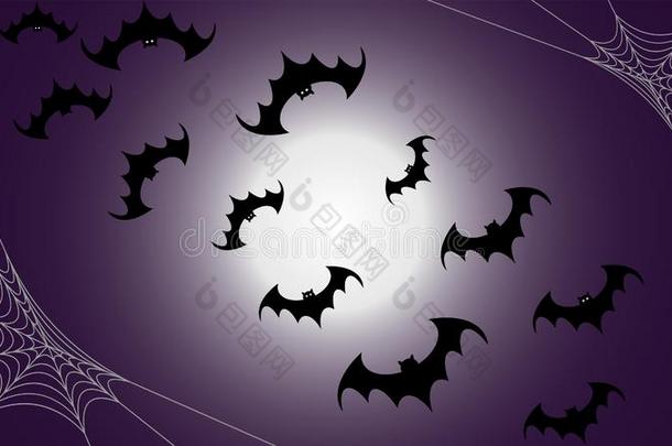 飞行的黑的蝙蝠轮廓,万圣节前夕装饰