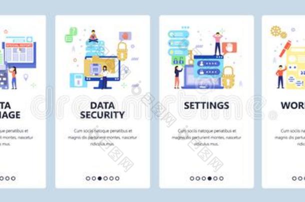 工作流程网站和可移动的计算机应用程序入职屏幕矢量坦普拉