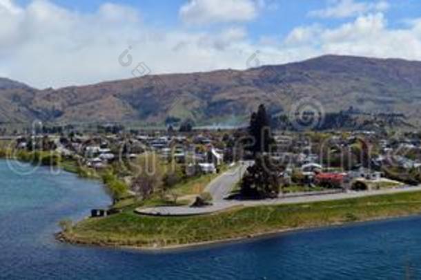克伦威尔城镇&湖邓斯坦全景的看法,OtagoPeninsula噢他哥半岛,新的西兰岛
