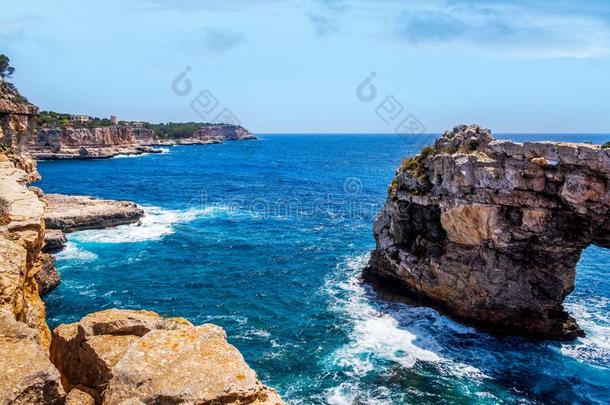 自然的岩石弓形,塔楼西班牙西班牙<strong>点数</strong>,马略卡岛,西班牙