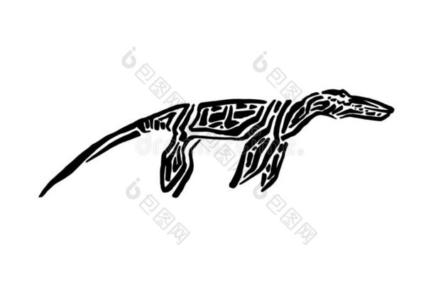 古代的灭绝的侏罗纪的剑齿龙科恐龙矢量illustrati