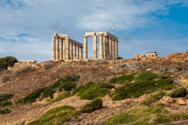 古代的希腊人庙关于海神在斗篷索尼昂