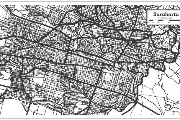 源印尼城市地图采用黑的和白色的颜色.Outl采用e英语字母表的第13个字母
