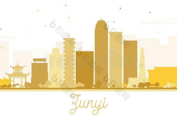 遵义中国城市地平线轮廓和金色的建筑物<strong>伊斯拉</strong>特