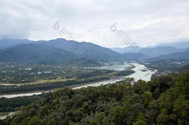 杜<strong>江</strong>岩水坝全景画,四川,中国