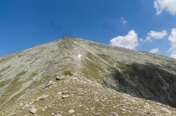 跟踪向攀登的卡梅尼察河山峰,皮林山,保加利亚