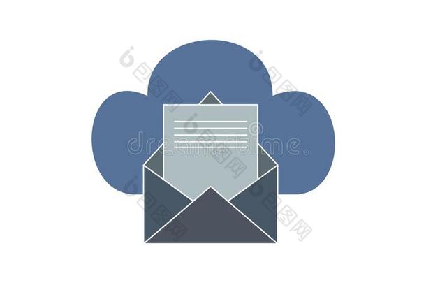 云邮件服务器偶像隔离的向白色的背景.云服务