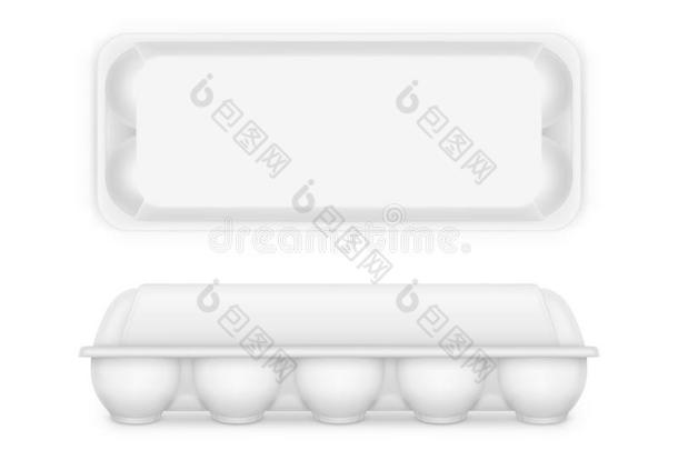 鸡蛋包装愚弄在上面,空白的食物盘子盒容器