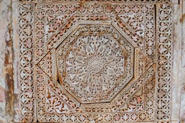 古老的木制的有雕刻的采用吉尔吉特巴蒂斯坦,Punjab
