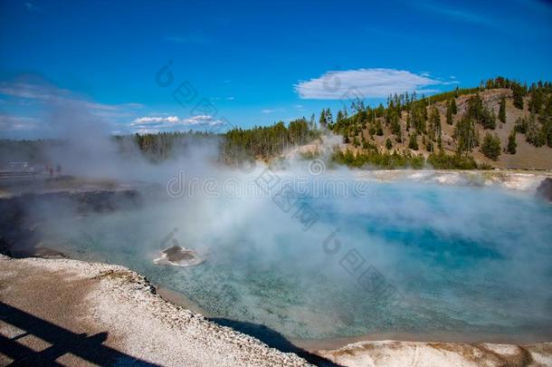 精益求精的间歇喷泉火山口采用黄石色国家的公园