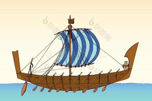 矢量说明.古代的腓尼基的船