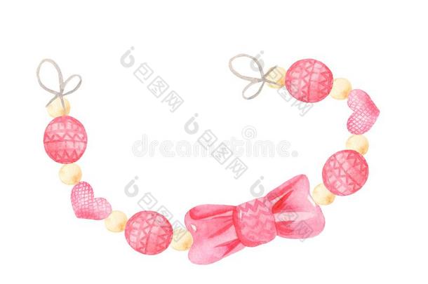 水彩小的粉红色的婴儿花环玩具啮齿目动物