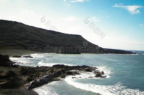 海岸采用elevation仰角湾,兰萨罗特岛,金丝雀岛