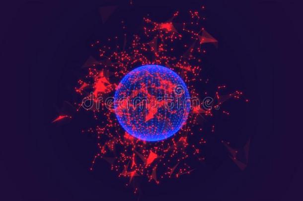 蓝色球关于多边形.宇宙.爆炸关于红色的原理.