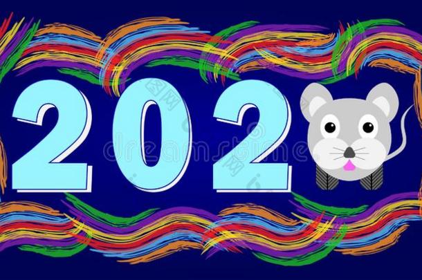 新的年问候和文本2020和老鼠象征关于指已提到的人年我