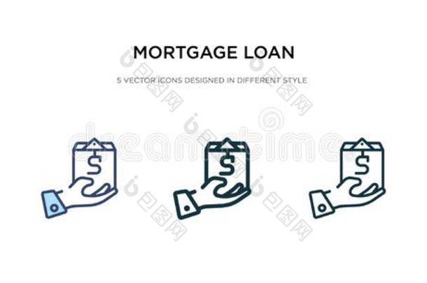 抵押贷款偶像采用不同的方式矢量说明.两个英语字母表的第3个字母