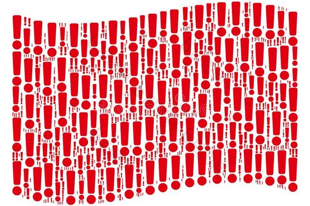波浪状的红色的旗马赛克关于呼喊<strong>符号</strong>物料<strong>项目</strong>