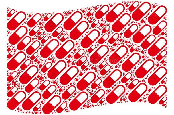波浪状的红色的旗马赛克关于药物小颗粒物料项目