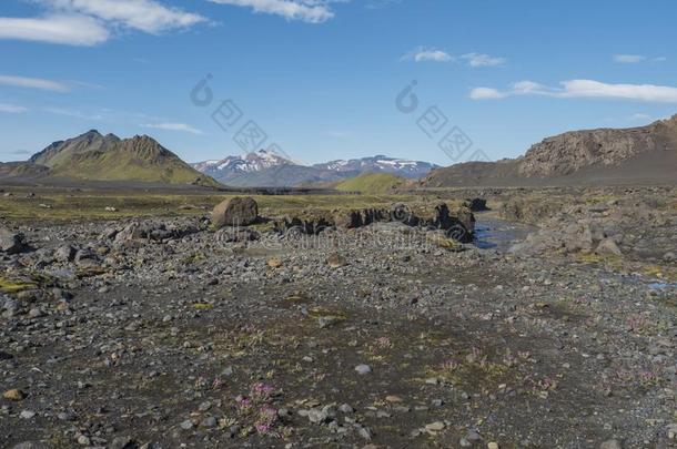 冰岛的风景和峡谷关于Innri-埃斯特鲁拉(Emstrura)河和看法