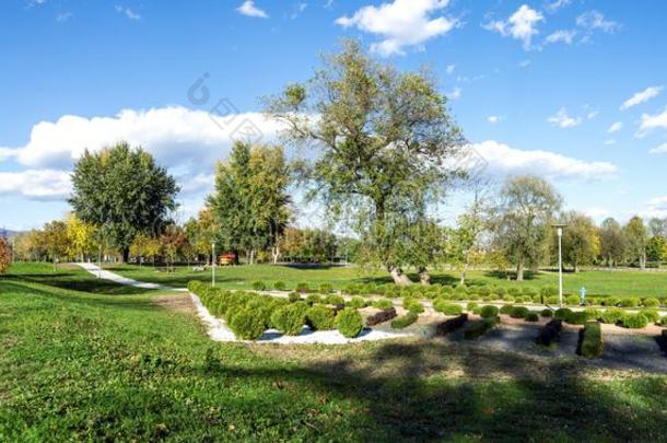 全景画关于班德克城市公园对做景观美化地区,萨格勒布,克罗地亚