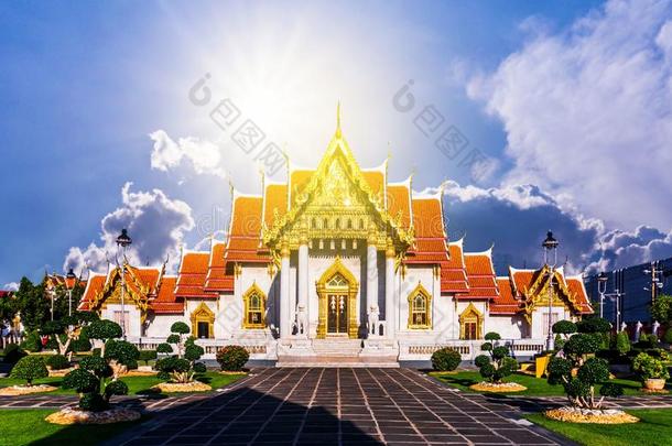 大理石庙关于扇形棕榈细纤维,泰国,泰国或高棉的佛教寺或僧院替身,扇形棕榈细纤维,