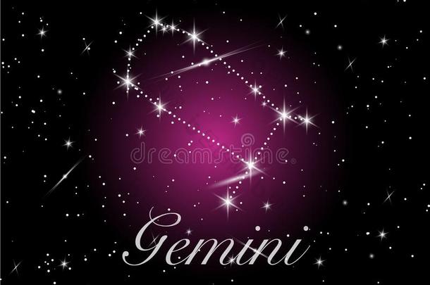 二价染色体黄道带星座符号向美丽的布满星星的天和英语字母表的第7个字母