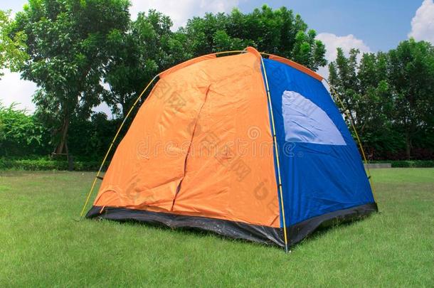 桔子颜色家庭野营帐篷和地面纸计划向同意