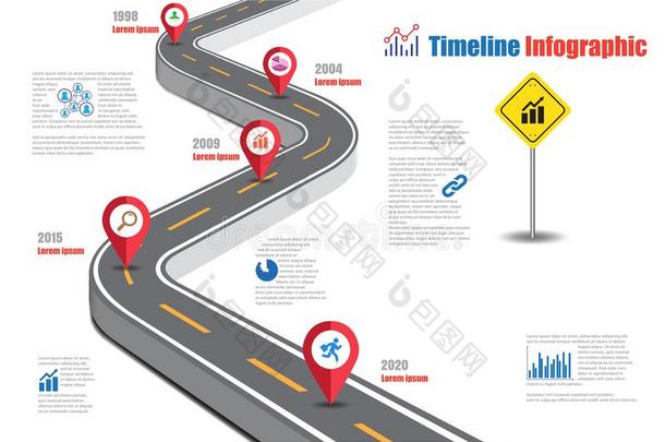 商业路地图时间轴信息图高速公路概念,vect