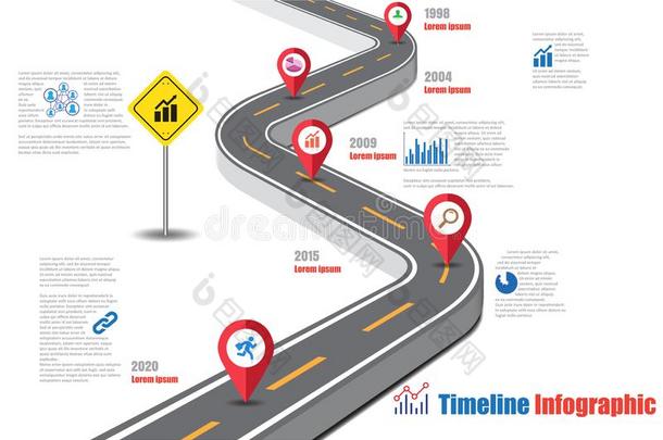 商业路地图时间轴信息图高速公路概念,vect