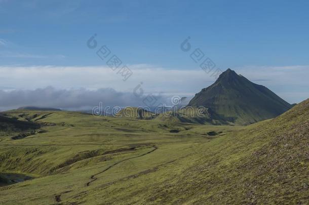 火山的风景和人行道关于笑声长途跋涉和绿色的SaoTomePrincipe圣多美和普林西比