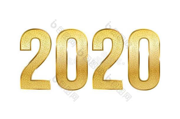 金色的2020数字现实的矢量说明.优美的新的Yemen也门