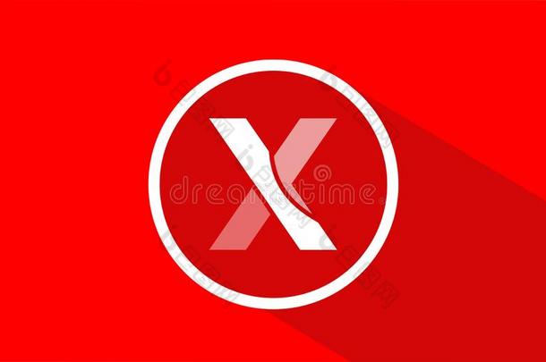 长的阴影字母x红色的信标识字母表为公司偶像设计