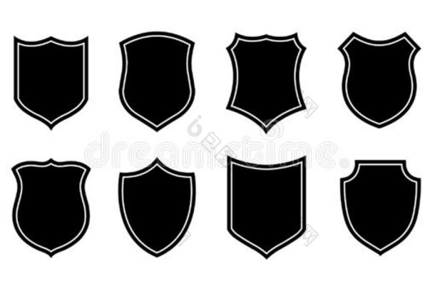 警察部门徽章形状.矢量军事的盾轮廓.安全