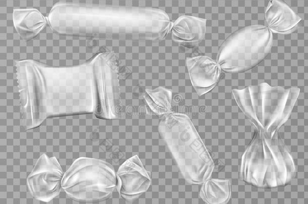 透明的糖果包装纸放置隔离的夹子艺术