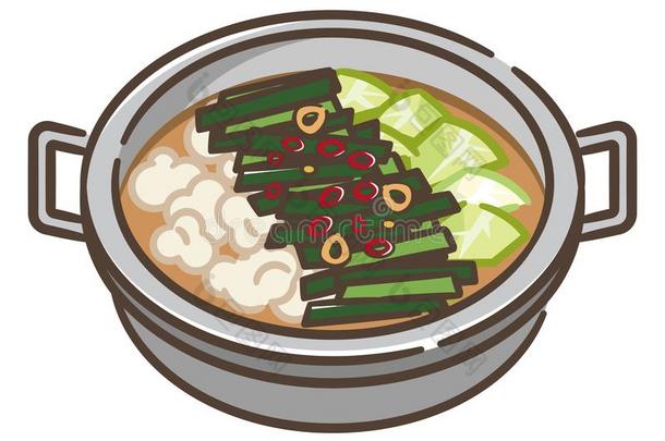 热的罐炖使和碎屑日本人食物