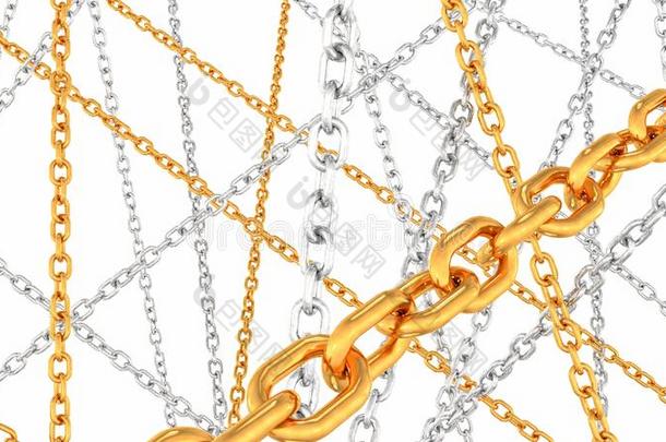 银和金美丽的珠宝奢侈金属链闪耀-