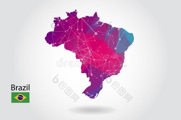 矢量多角形的巴西苏木地图.低的工艺学校设计.地图使关于三角